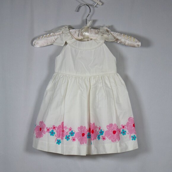 Janie and Jack White Dress with  Flowers on Hemline Size 6-12 Months - Picture 2 of 5